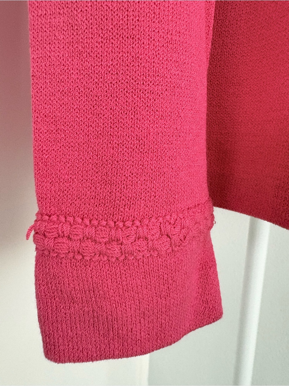 St. John Hot Pink Zip-Front Knit Blazer with Gold Buttons - Picture 3 of 5